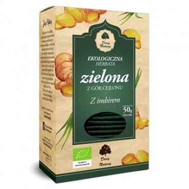 Чай с имбирем, органический, зеленый с добавками, 25 пакетиков Dary natury Zielona, 50 гр., картон