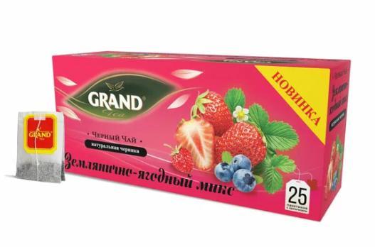 Чай черный Grand МИКС Землянично-ягодный 25 пакетиков 37,5 гр., картон