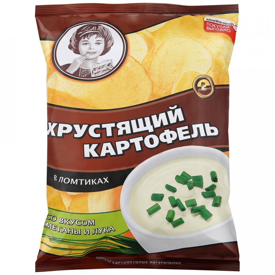 Чипсы Хрустящий картофель со вкусом сметаны и лука 160 гр., флоу-пак