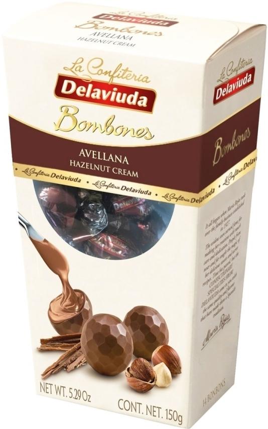 Конфеты DELAVIUDA из молочного шоколада с фундуком 150 гр., картон