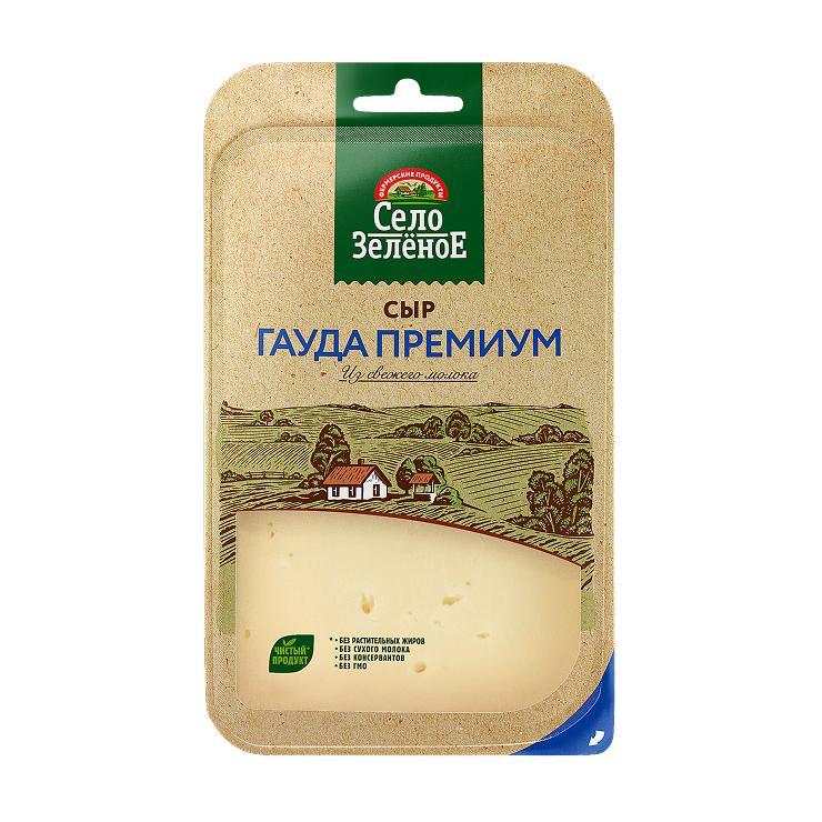 Сыр Село Зелёное Гауда 40% нарезка 130 гр., ПЭТ