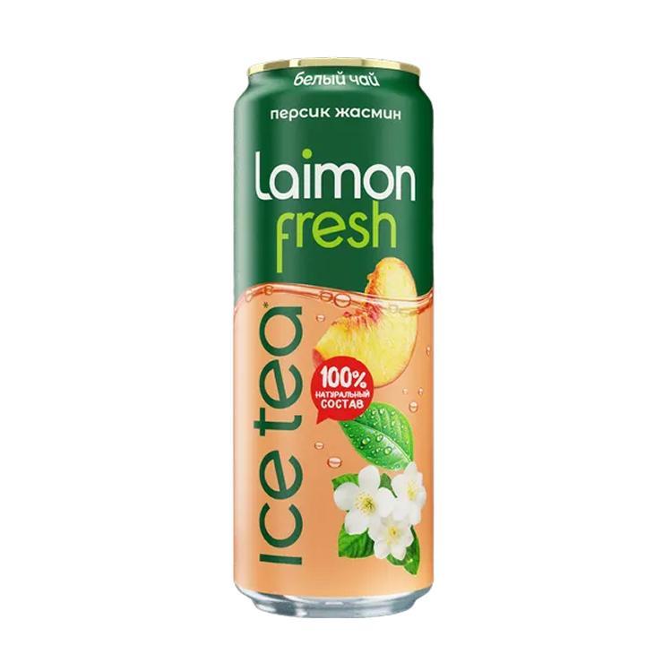 Чай холодный Laimon fresh белый персик жасмин 450 мл., ж/б