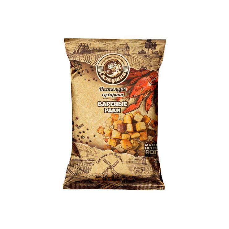 Сухарики Снэкушки пшеничные вареные раки 80 гр., флоу-пак