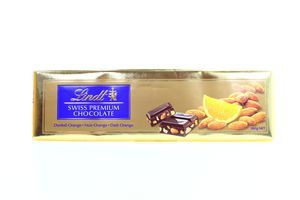 Шоколад черный горький с апельсином и целым миндалем, Lindt, 300 гр., обертка фольга / бумага