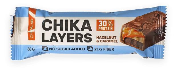 Батончик протеиновый Chikalab Chika Layers Лесной орех с карамелью 60 гр., флоу-пак