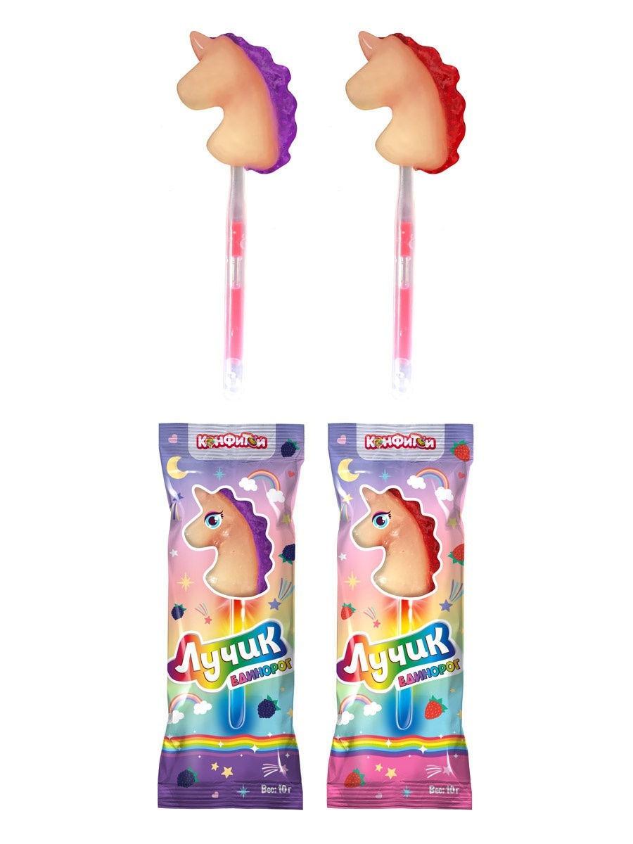 Карамель на светящейся палочке Лучик единорог 10 гр., флоу-пак
