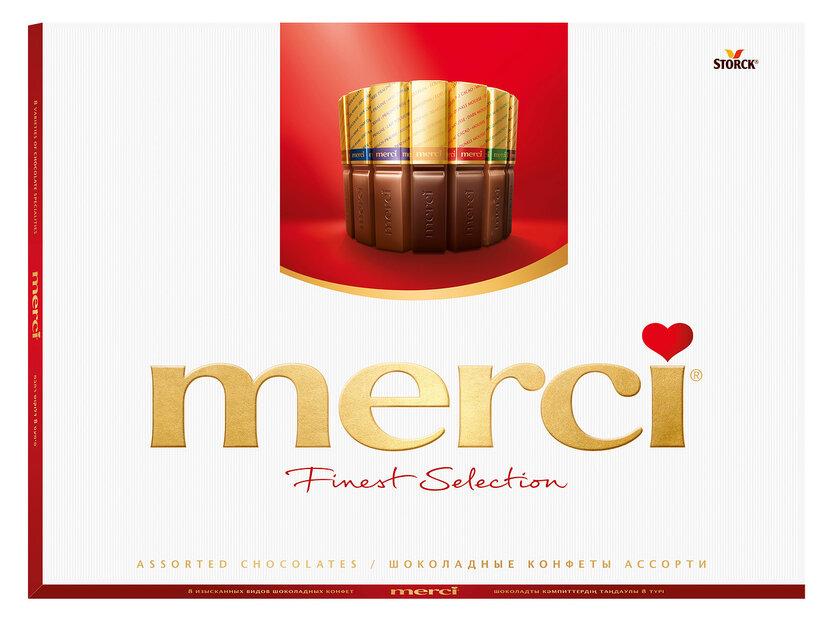 Конфеты Merci шоколадные ассорти 675 гр., картон