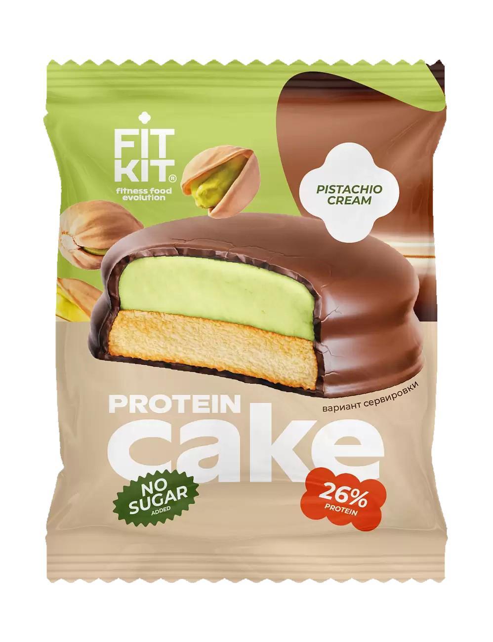 Печенье FIT KIT Protein Cake с суфле без сахара фисташковый крем протеиновое 50 гр., флоу-пак