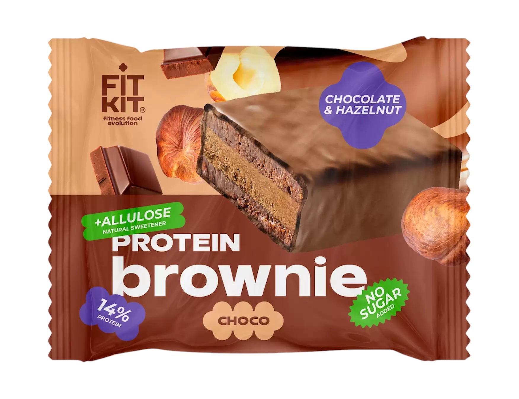 Десерт FIT KIT Брауни глазированный со вкусом шоколад фундук 50 гр., флоу-пак шт