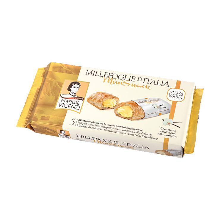 Пирожные Matilde Vicenzi Biscotti Millefoglie слоеные трубочки заварной крем 125 гр., флоу-пак