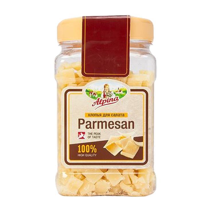 Сыр Alpina Пармезан Хлопья фасованный 6 месяцев выдержки Аргентина 48% 140 гр., ПЭТ