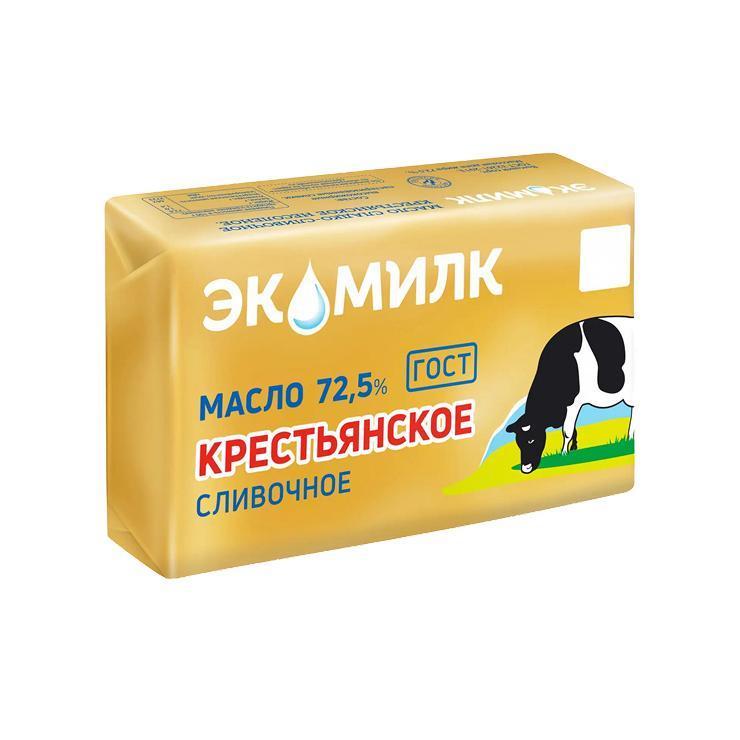 Масло сливочное Экомилк Крестьянское 72,5% 330 гр., обертка
