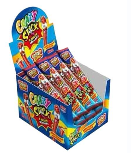 Мармелад Канди Клаб CRAZY GUMMY CRAZY STICK трубочки в кислой обсыпке Кола 20 гр., флоу-пак