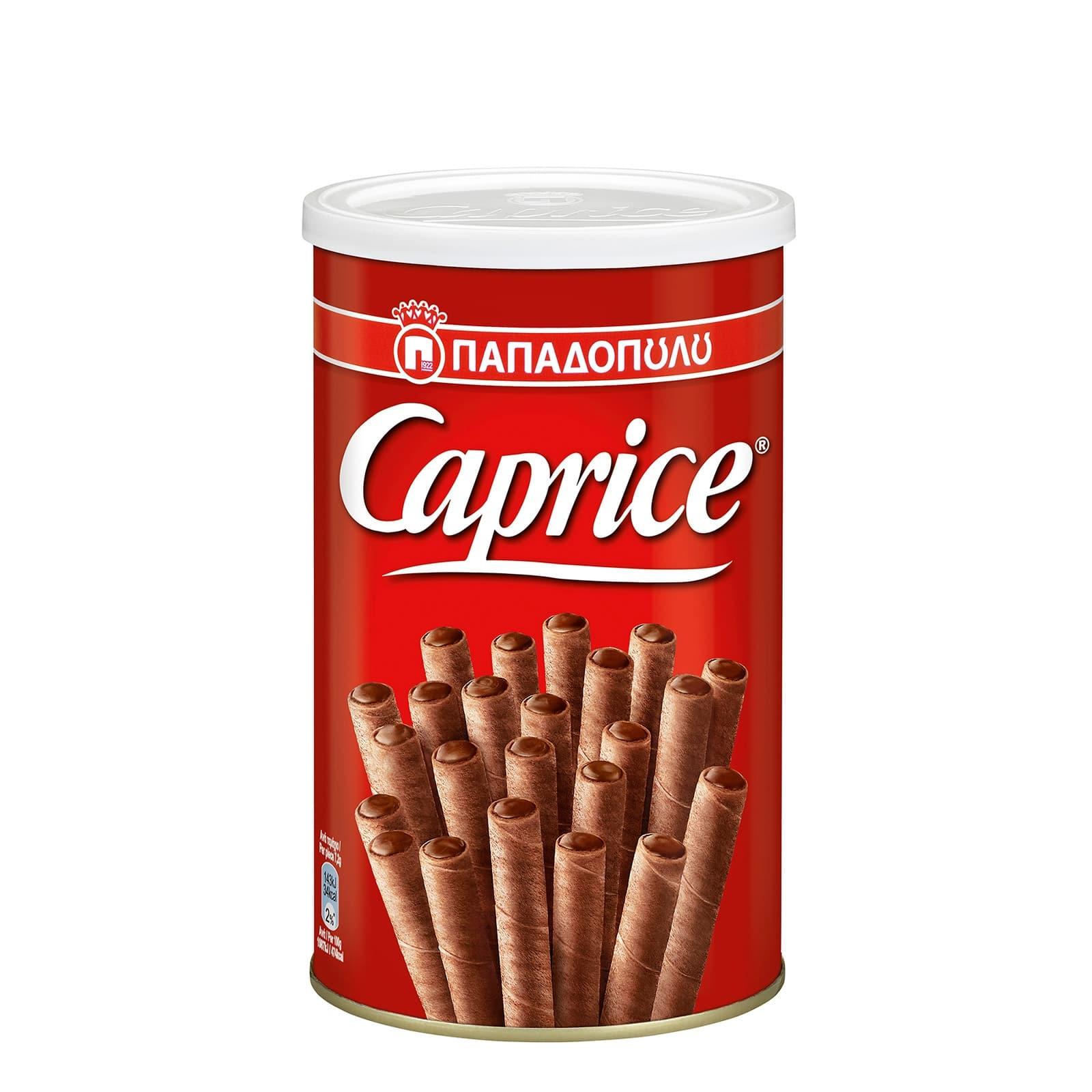 Вафли трубочки Caprice Papadopoulou Hazelnut & Cocoa cream 250 гр., ж/б