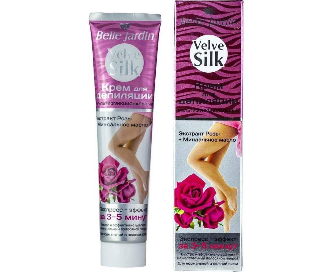 Крем депиляторный Belle Jardin Velve Silk мультифункциональный экстракт Розы и миндальное масло 75 мл., картон