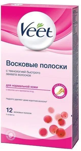 Полоски Veet, для депиляции нормальной кожи восковые 12 шт., 50 гр., картон