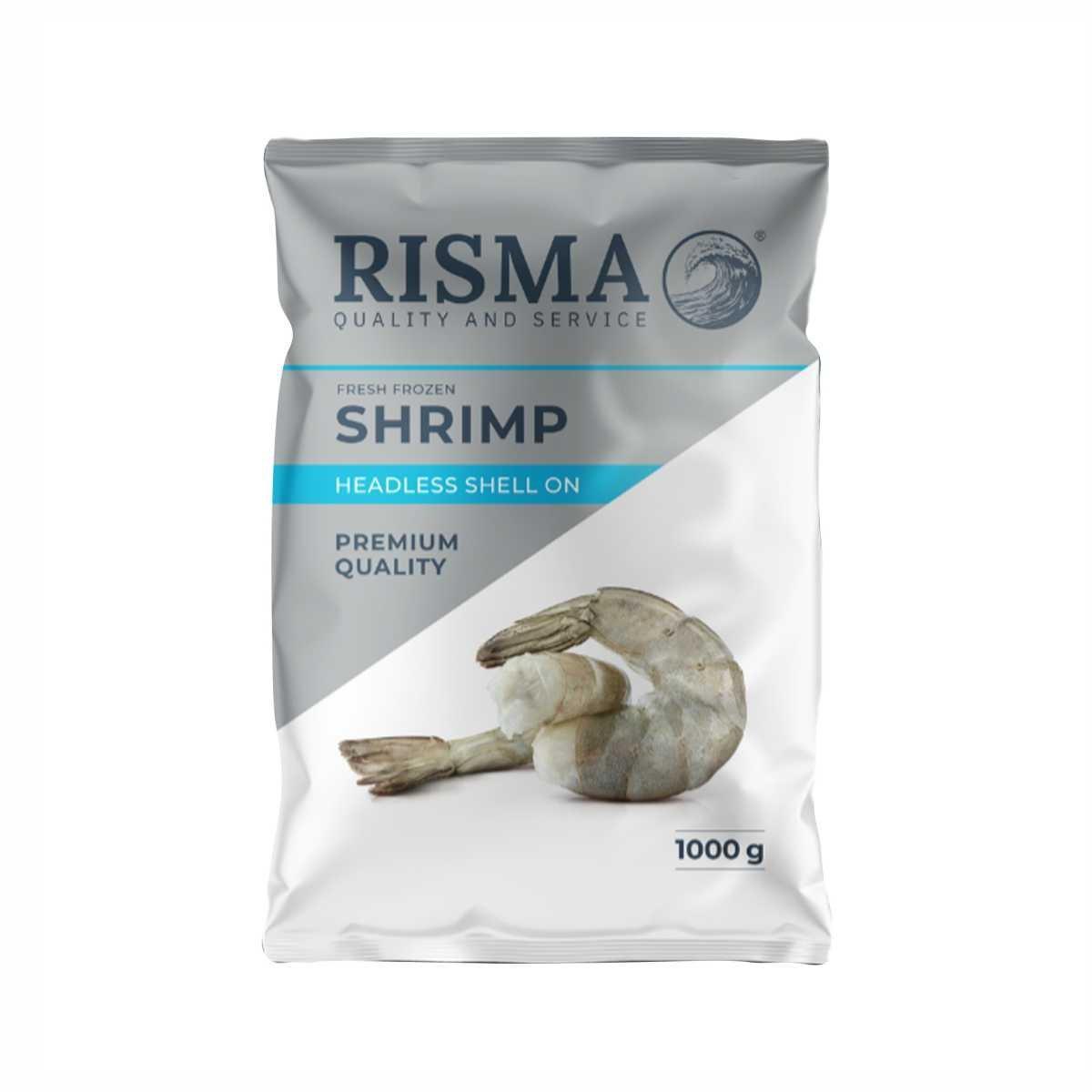 Креветки ваннамей Risma 16/20 без головы свежемороженые 1 кг., пластиковый пакет