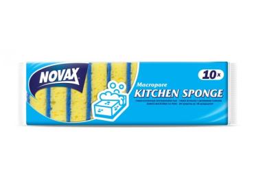 Губки кухонные крупнопористые 10 шт., эконом Novax, пластиковый пакет
