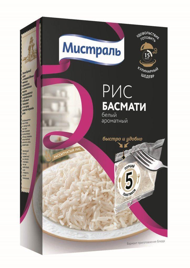 Крупа Мистраль Рис Басмати 5 пакетика , 400 гр., картон