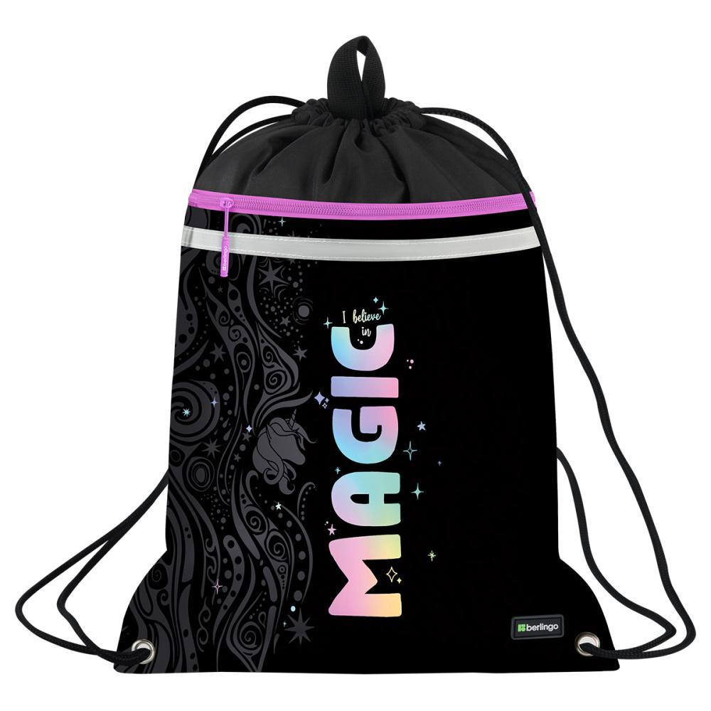Мешок для обуви Berlingo Purple Magic 360х460 мм 1 отделение вентиляционная сеточка светоотражающая лента карман на молнии, пакет