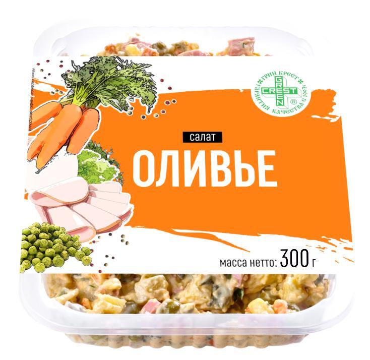 Салат Green Crest Оливье, 300 гр., пластиковый контейнер