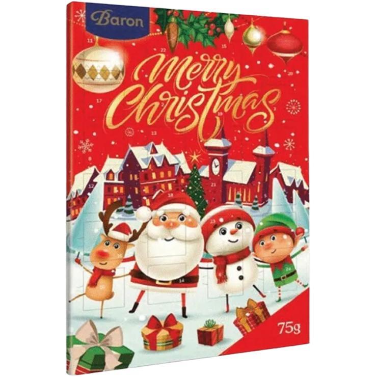 Шоколадный адвент-календарь Baron в ассортименте 75 гр., картон