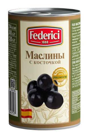 Маслины Federici с косточкой 300 гр., ж/б