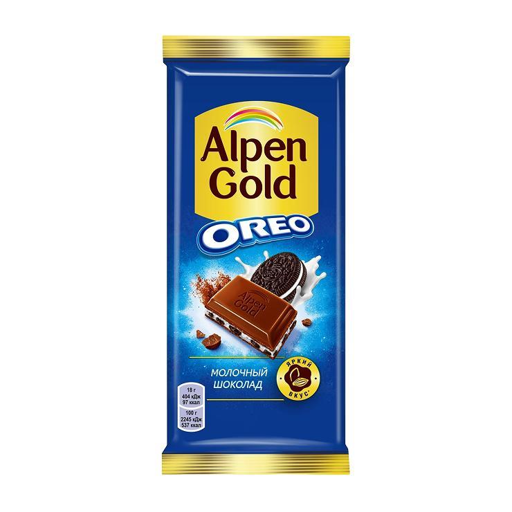 Шоколад Alpen Gold Oreo молочный 85 гр., флоу-пак