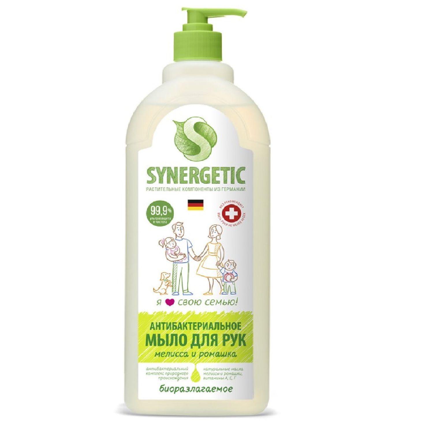 Мыло Synergetic Мелисса и ромашка Антибактериальное увлажняющее  1 л., флакон с дозатором