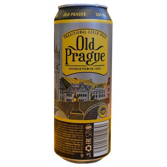 Пиво Old Prague Bohemian Premium Lager светлое фильтрованное 4.8% 500 мл., ж/б