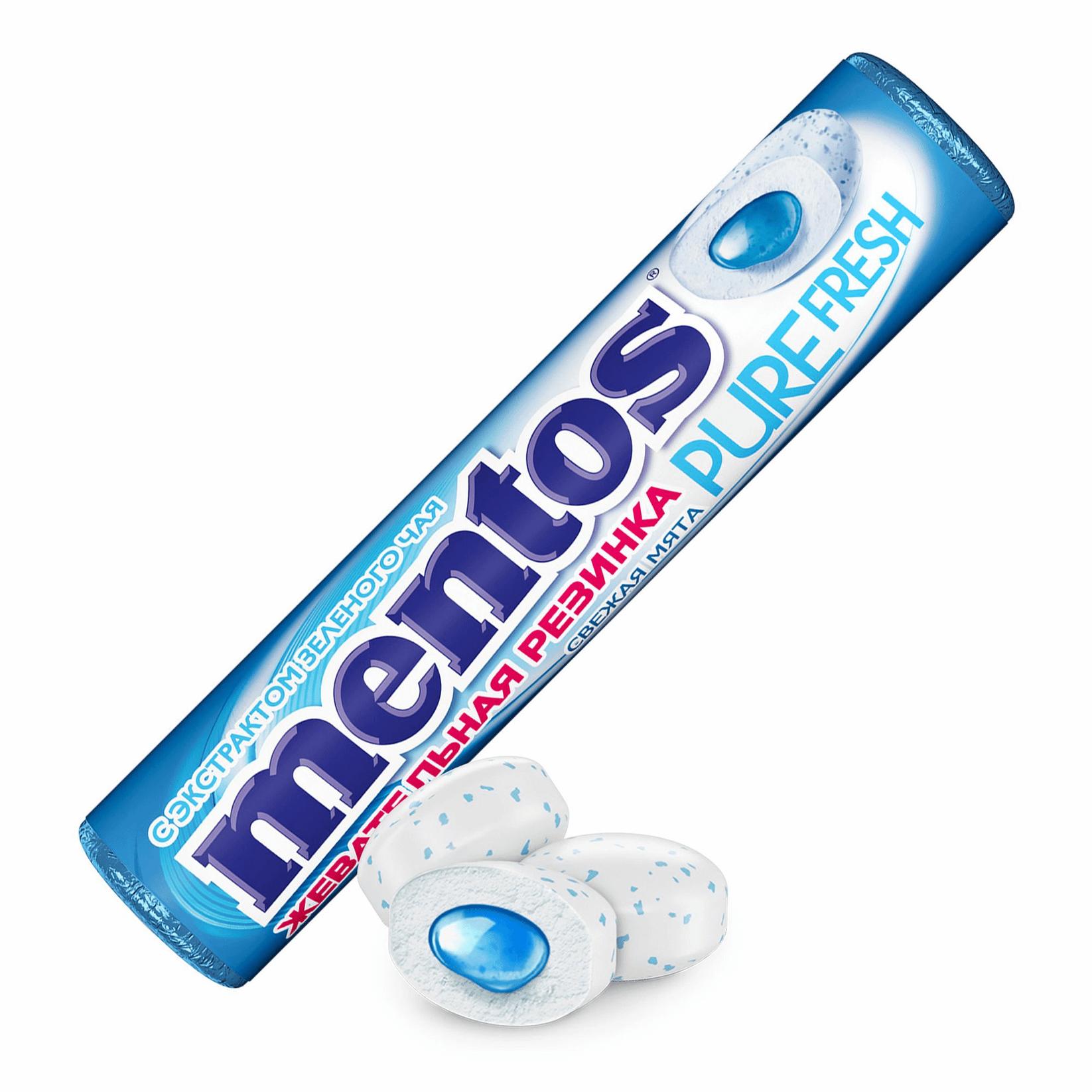 Жевательная резинка Mentos Pure Fresh со вкусом свежей мяты 15,5 гр., обертка