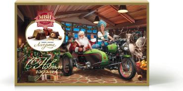 Подарочный набор шоколадных конфет Дед Мороз и олени, Сергиево-Посадская кондитерская фабрика, 240 гр., картон