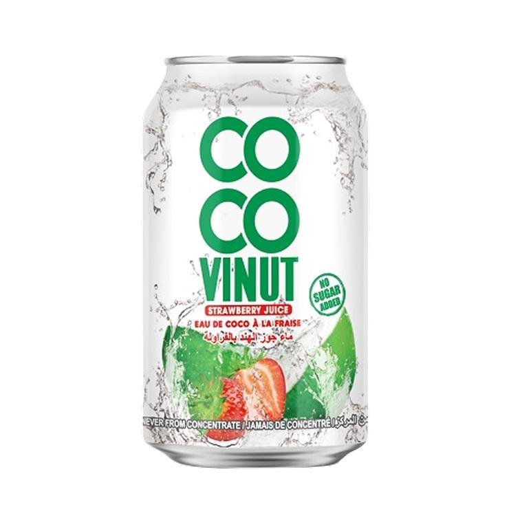 Напиток сокосодержащий COCO Vinut кокосовый с соком клубники 330 мл., ж/б