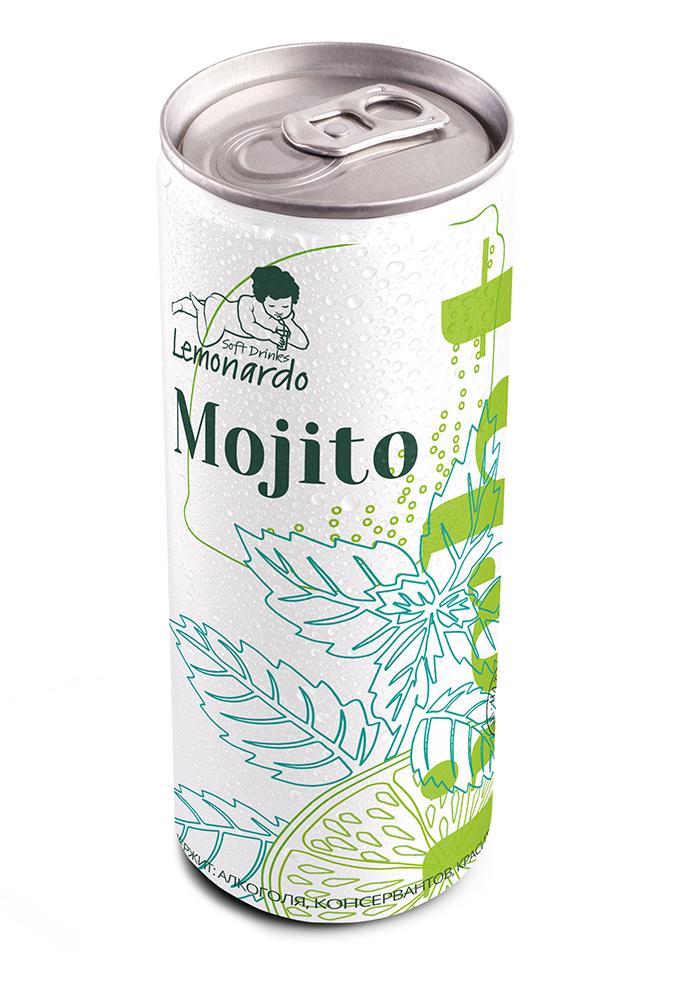 Лимонад Lemonardo Mojito Light мохито натуральный со стевией 330 мл., ж/б