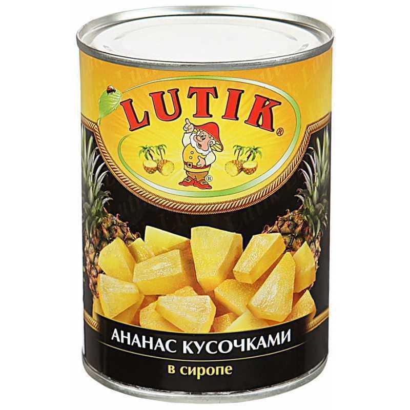 Ананасы Lutik кусочки в сиропе 580 гр., ж/б