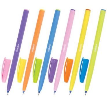 Ручка шариковая масляная, синяя, безопасный корпус ассорти, узел 0,6 мм., линия письма 0,3 мм., Пифагор
