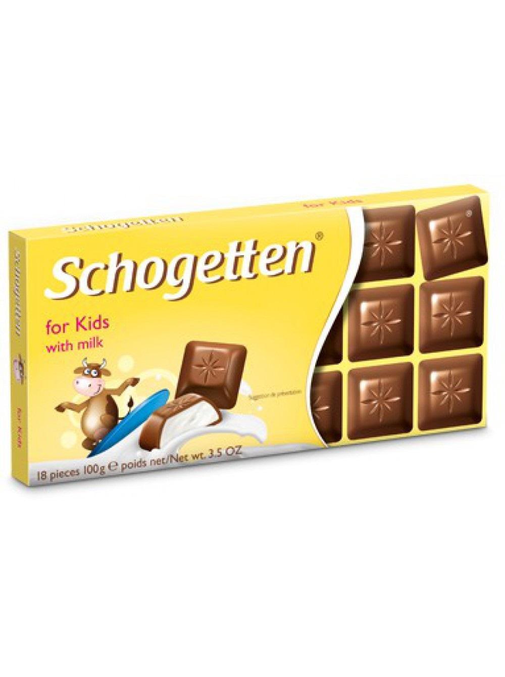 Шоколад Schogetten FOR KIDS молочный с кремовой сливочной начинкой, комплект 3 шт по 100 гр., картон