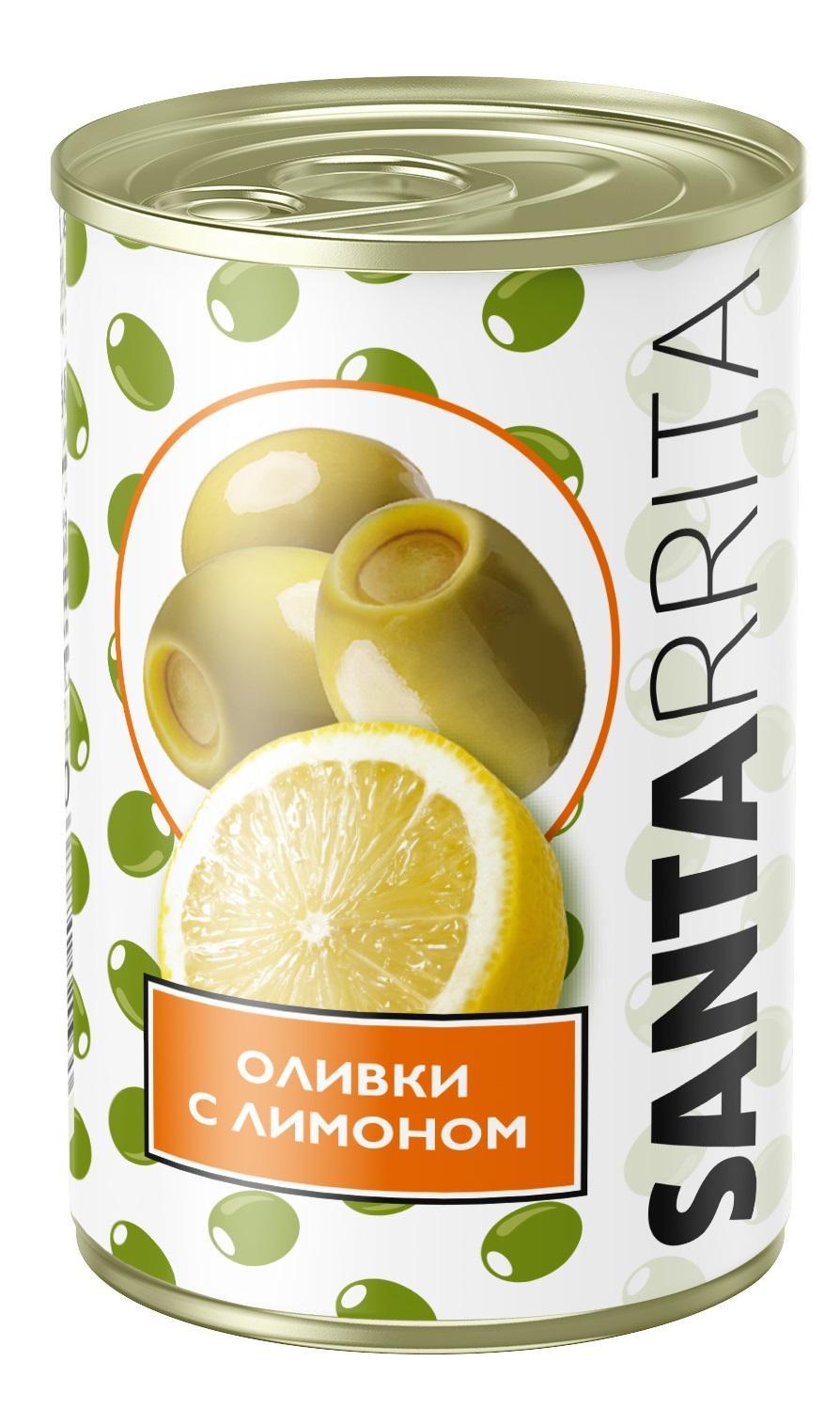 Оливки SANTARRITA с лимоном 280 гр., ж/б
