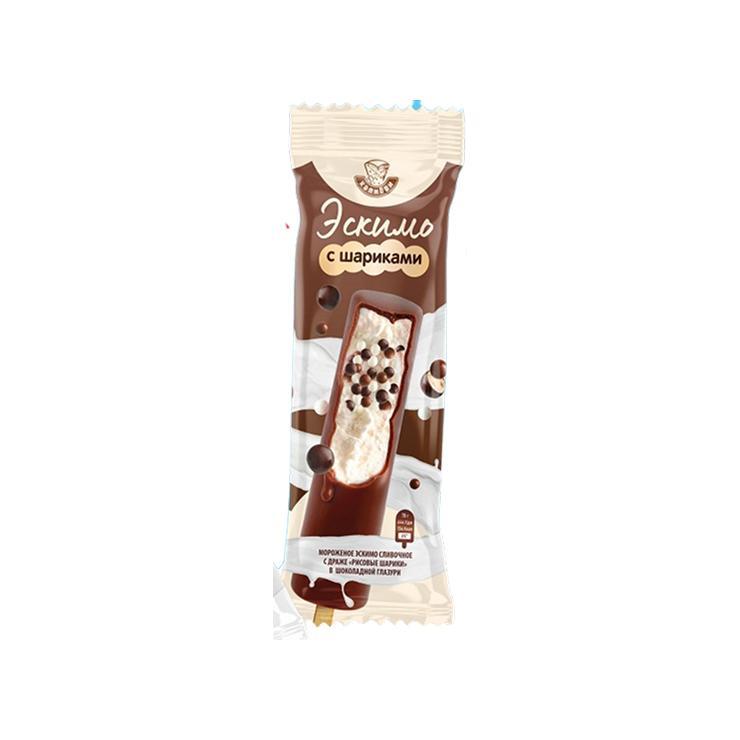 Мороженое Колибри с шариками в шоколад глазури эскимо 70 гр., флоу-пак