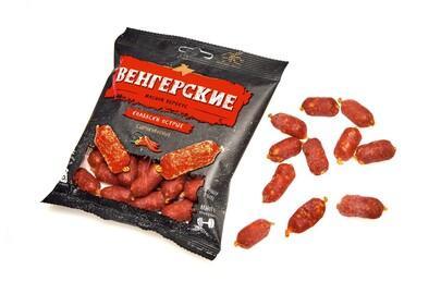 Колбаски САВА ВЕНГЕРСКИЕ мясные сырокопченые острые, 50 гр., флоу-пак