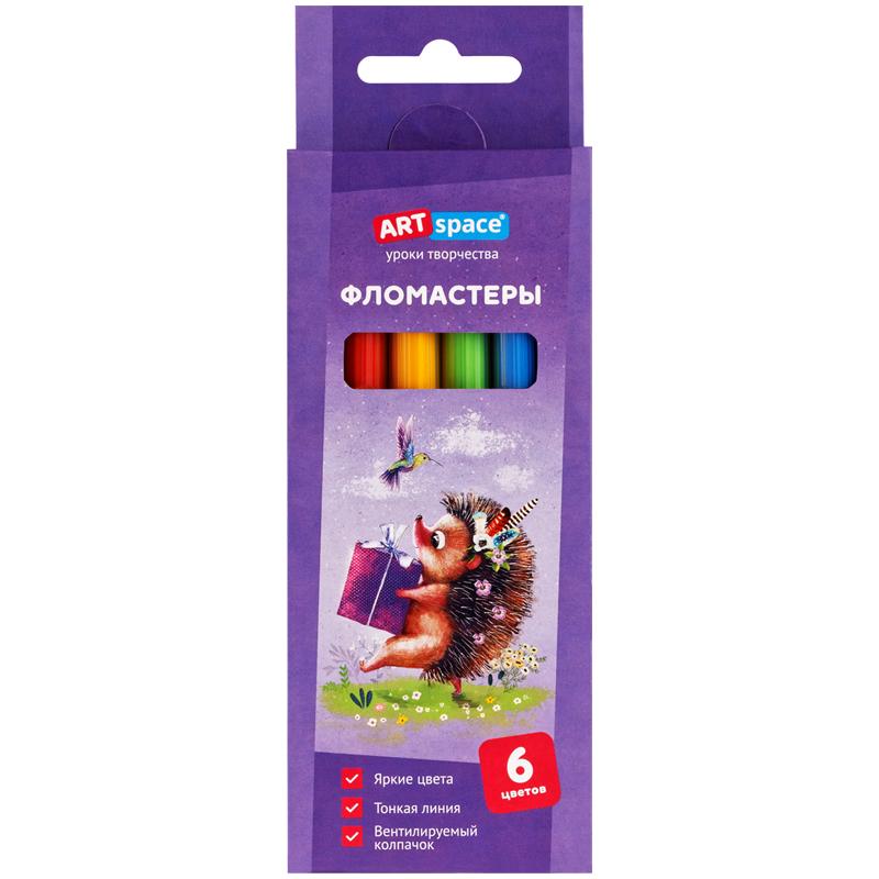 Фломастеры ArtSpace Рисунки Lovely animals 6 цветов смываемые., картон