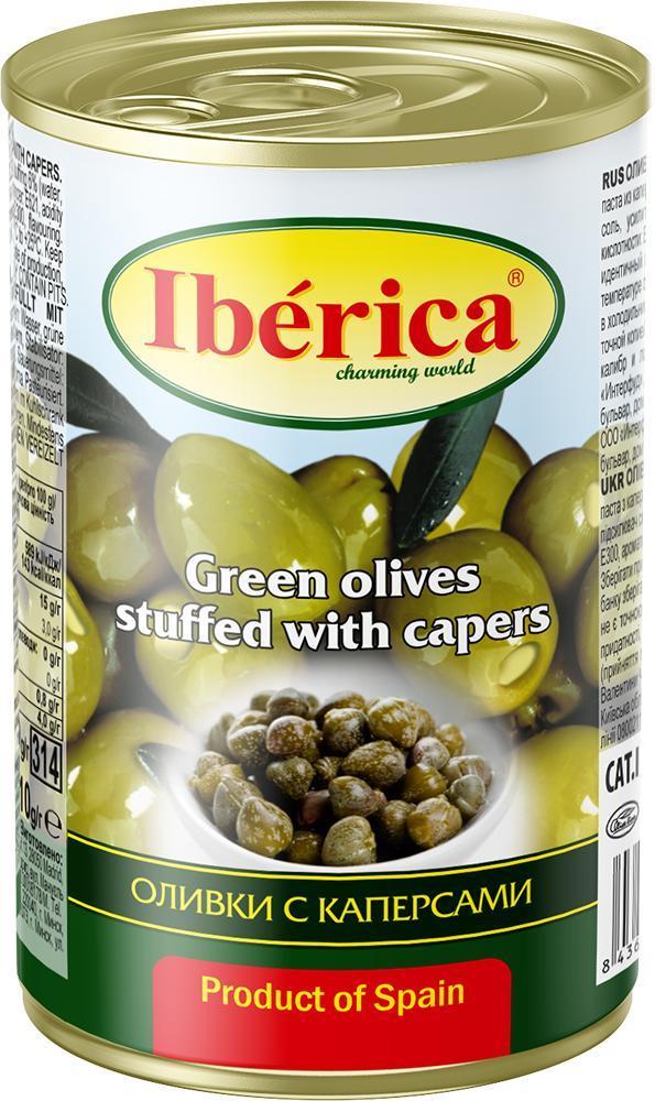 Оливки Iberica mini с каперсами 300 гр., ж/б