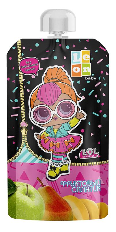 Пюре Leon baby LOL Фруктовый салатик Банан-груша-яблоко с 6 мес. 115 гр., пауч