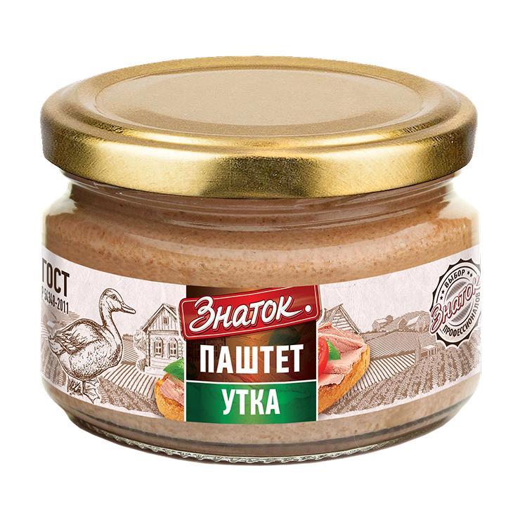 Паштет Знаток печеночный утка ГОСТ 200 гр., стекло