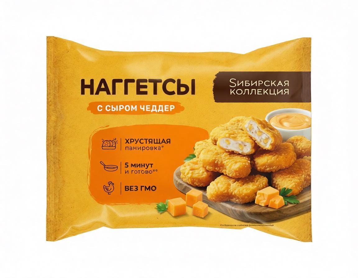 Наггетсы Сибирская Коллекция с сыром Чеддер 220 гр., флоу-пак