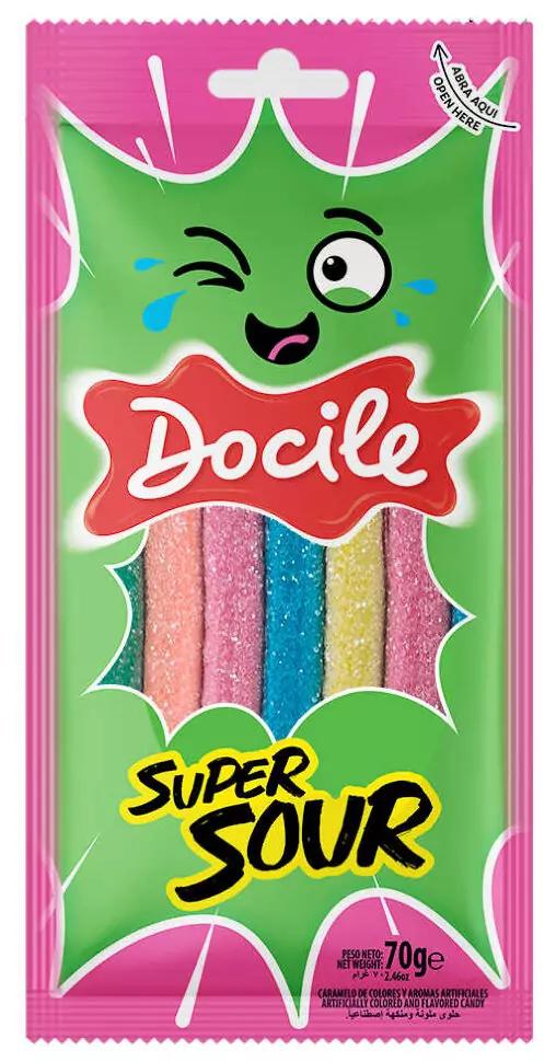 Мармелад жевательный Docile SUPER SOUR PENCILS Суперкислые Карандаши 70 гр., флоу-пак