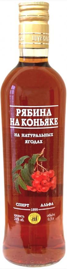 Настойка сладкая Шуйская Рябиновая на коньяке 24% Россия, Шуйская водка 500 мл., стекло