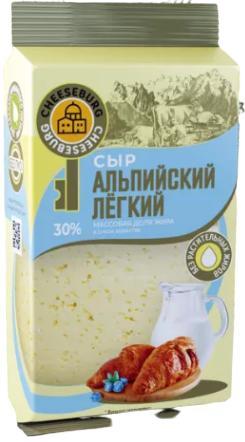 Сыр Курский молочный завод  полутвердый легкий 30% Альпийский , 200 гр., флоу-пак