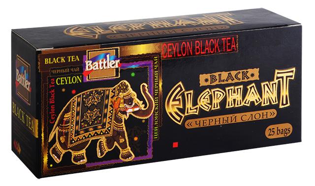 Чай Battler Черный Слон черный, 25 пакетов, 50 гр., картон