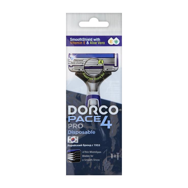 Станок одноразовый Dorco Pace 4 Pro New 4 лезвия плавающая головка увлажняющая полоса 1 шт., пакет